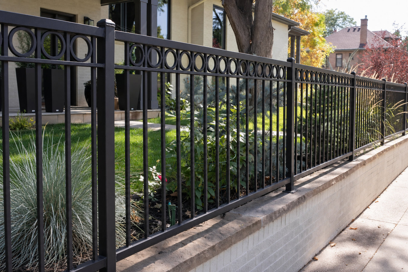 Ornamental iron fence installation